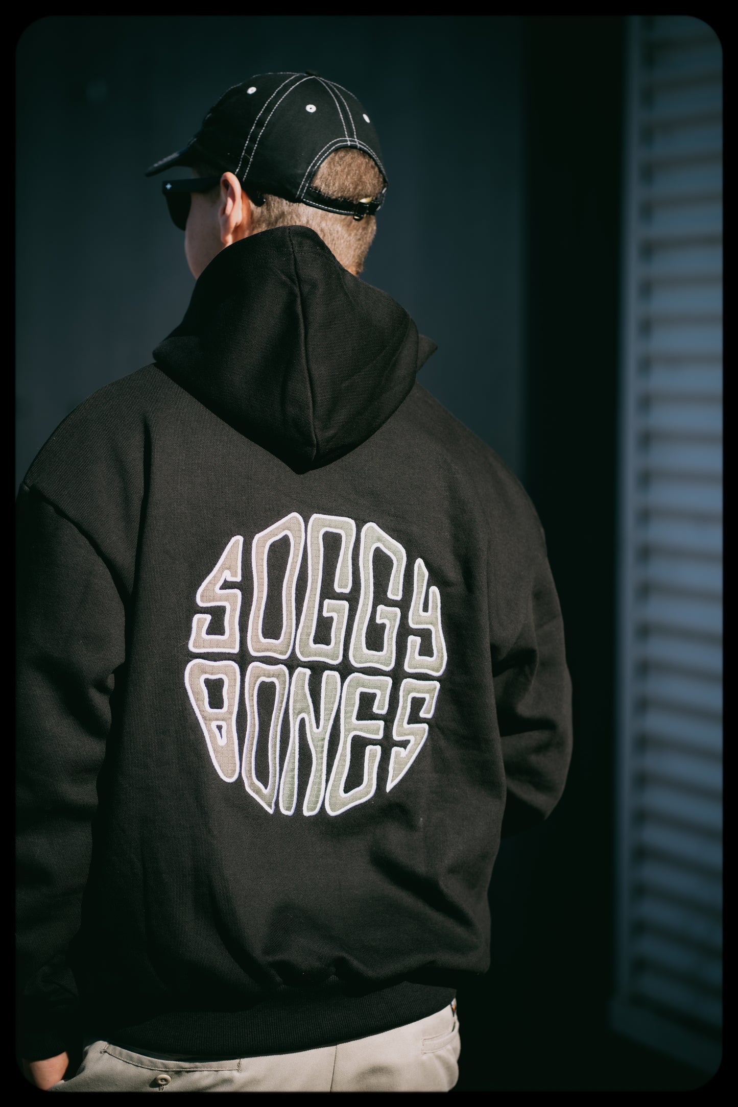 Soggy Bones Ripstop Logo Hood – Black / Army Green