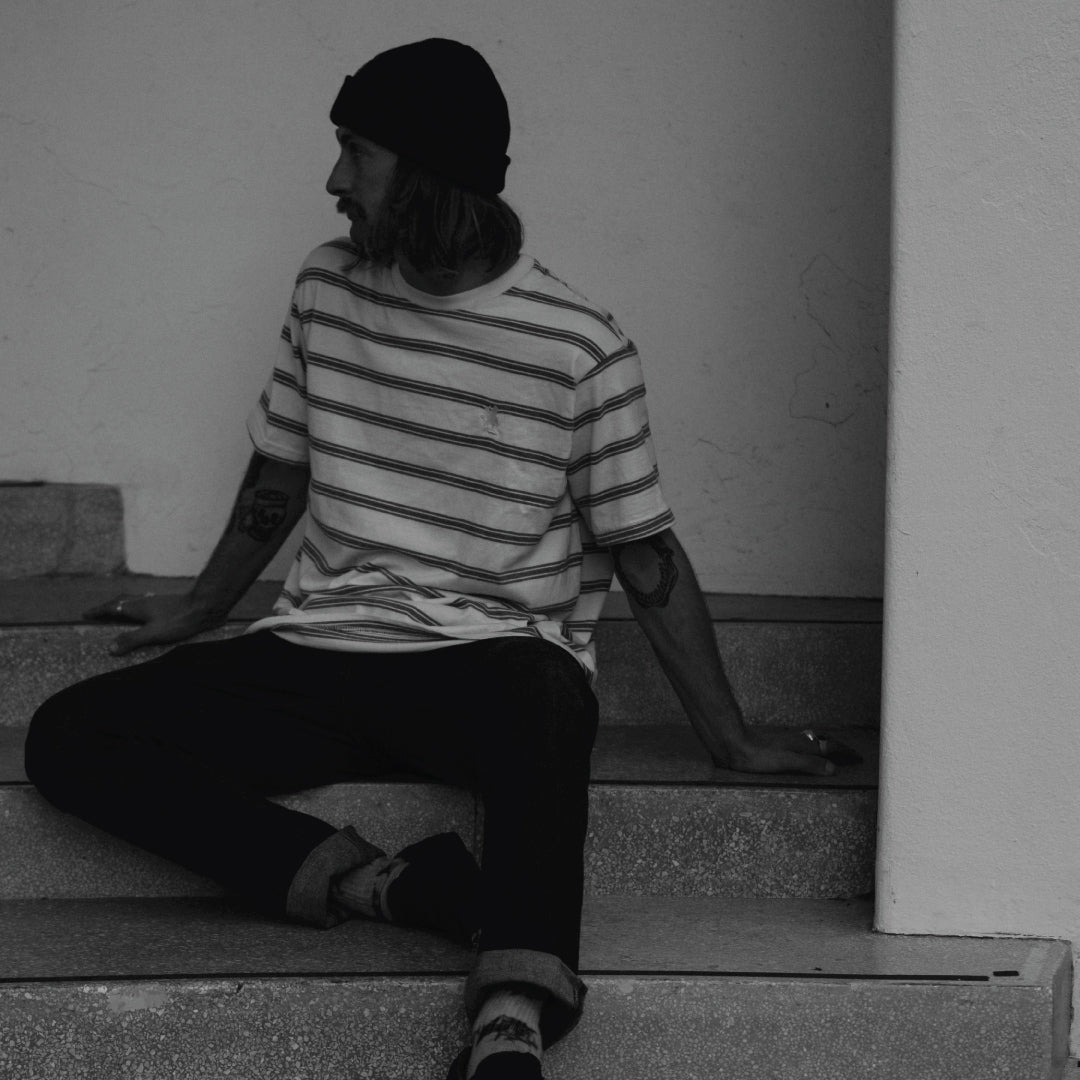SOGGYBONES SILHOUETTE TEE - CREAM STRIPE