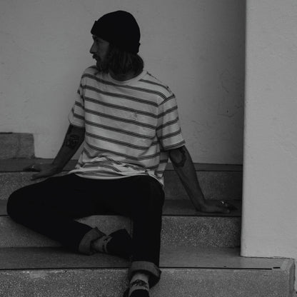SOGGYBONES SILHOUETTE TEE - CREAM STRIPE